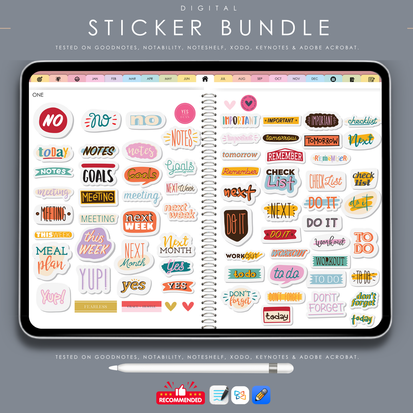 Digital Sticker Bundle | Aesthetic Planner Stickers for GoodNotes, Notability & Digital Journals