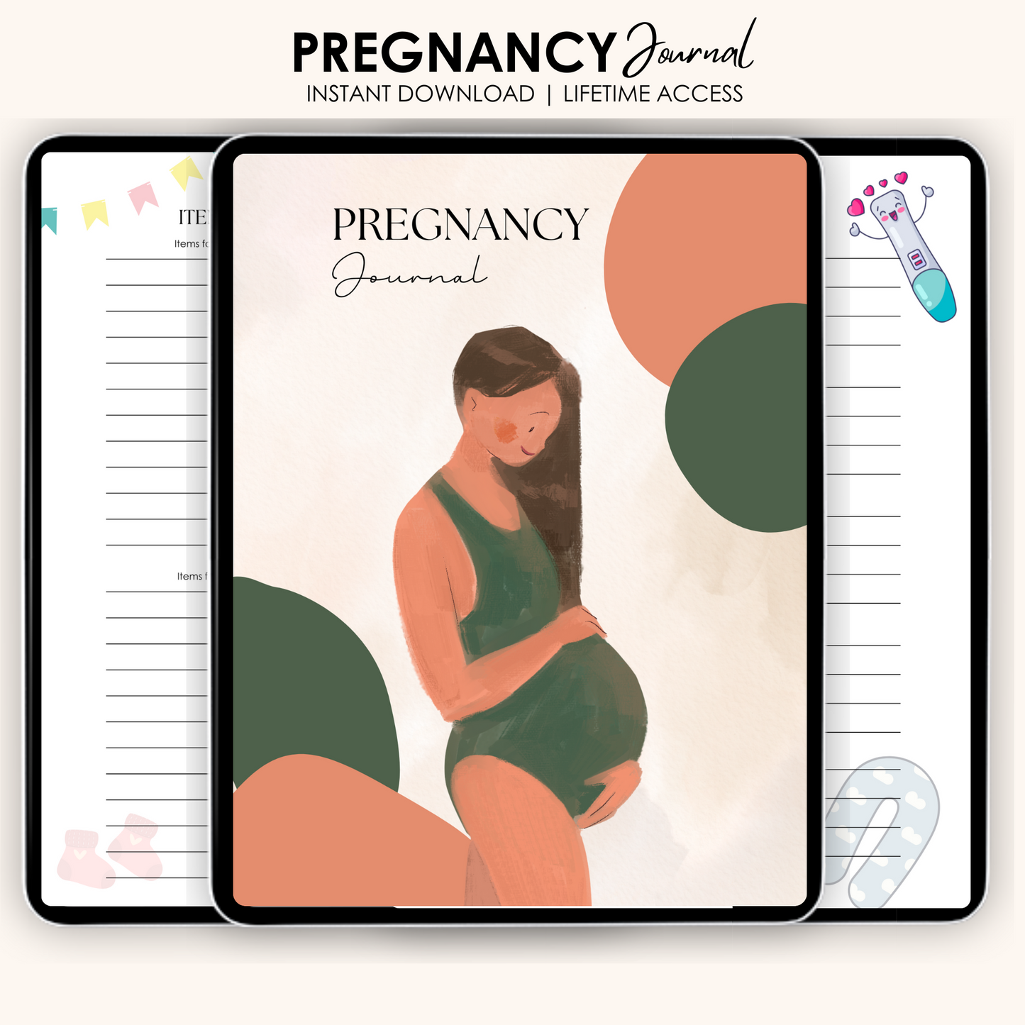 Pregnancy & Newborn Digital Journal – Portrait Layout | Guided Memory Book, Milestone Tracker & Wellness Planner for Expecting Moms | PDF & Tablet Friendly