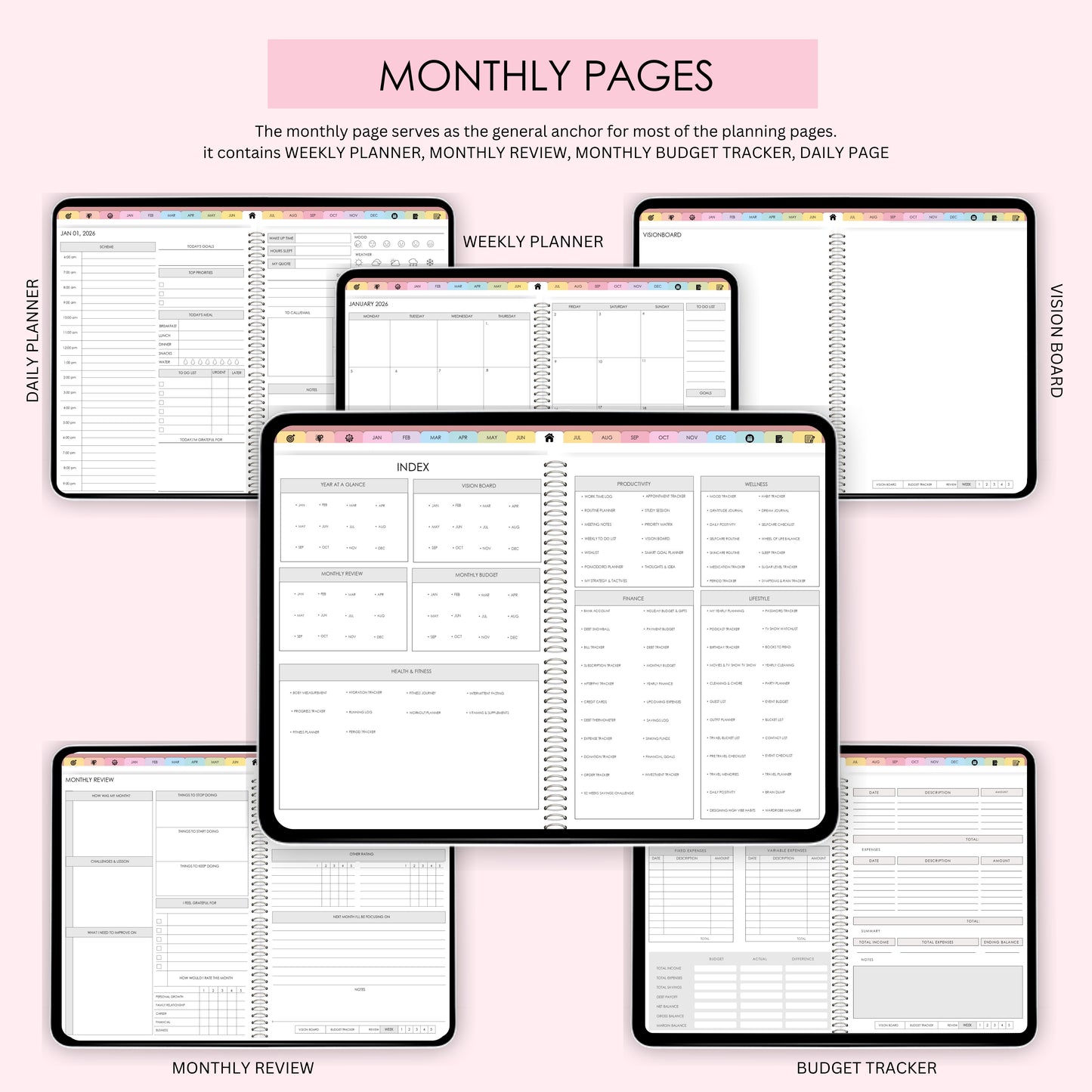 All-in-One Digital Planner | 2025 & 2026 | Pastel Landscape Layout with Bonus Sticker Pack – Productivity, Wellness, Finance & More