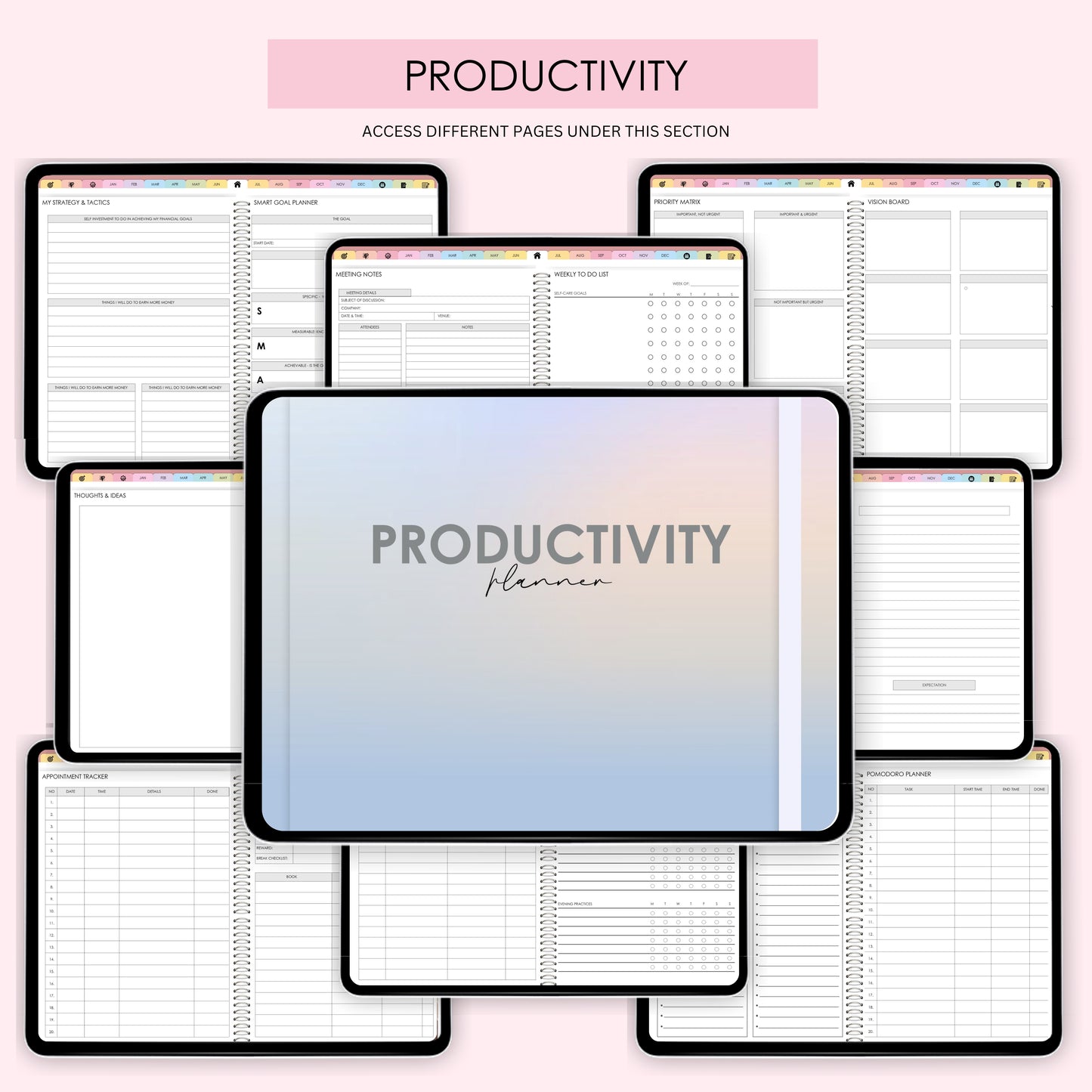 All-in-One Digital Planner | 2025 & 2026 | Pastel Landscape Layout with Bonus Sticker Pack – Productivity, Wellness, Finance & More