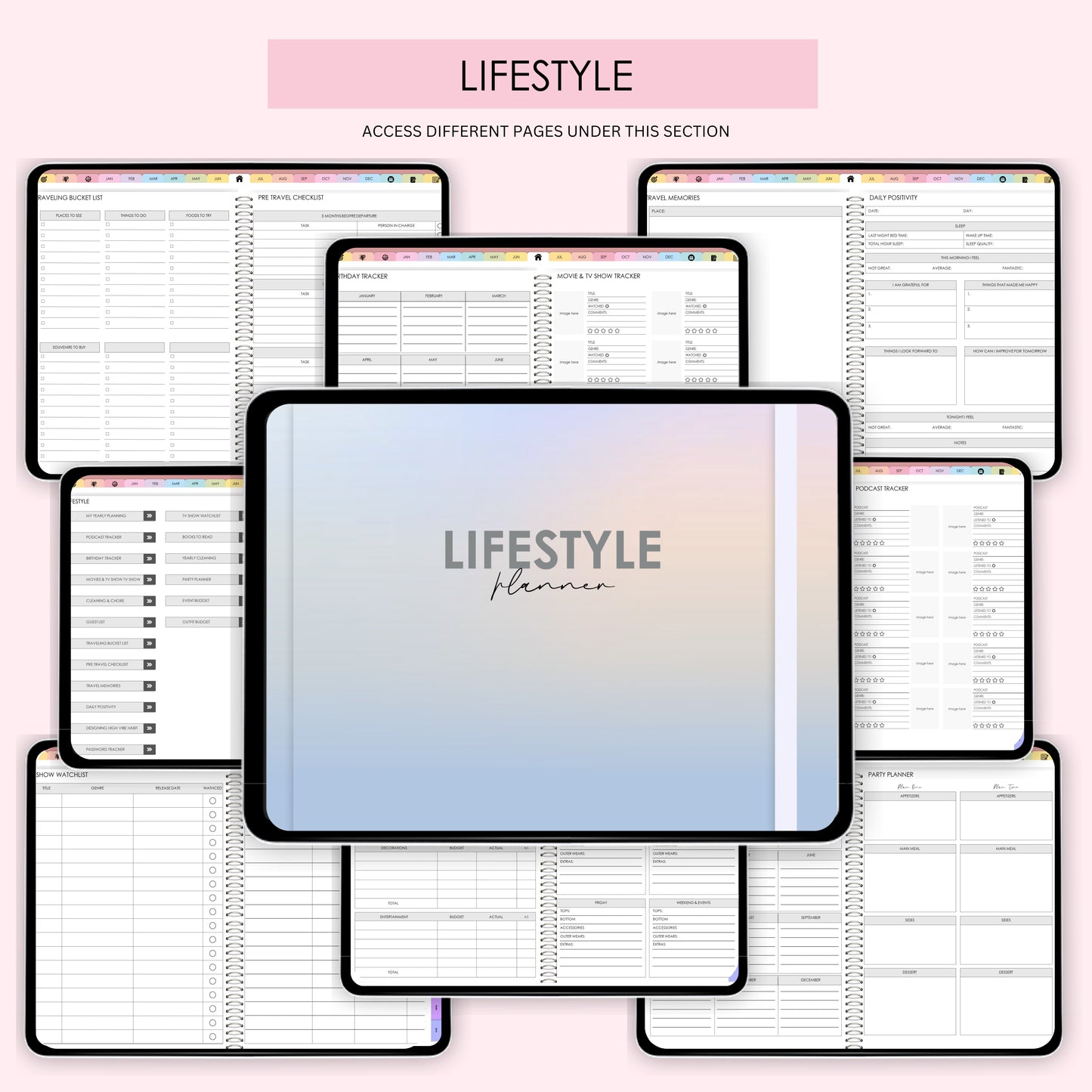 All-in-One Digital Planner | 2025 & 2026 | Pastel Landscape Layout with Bonus Sticker Pack – Productivity, Wellness, Finance & More
