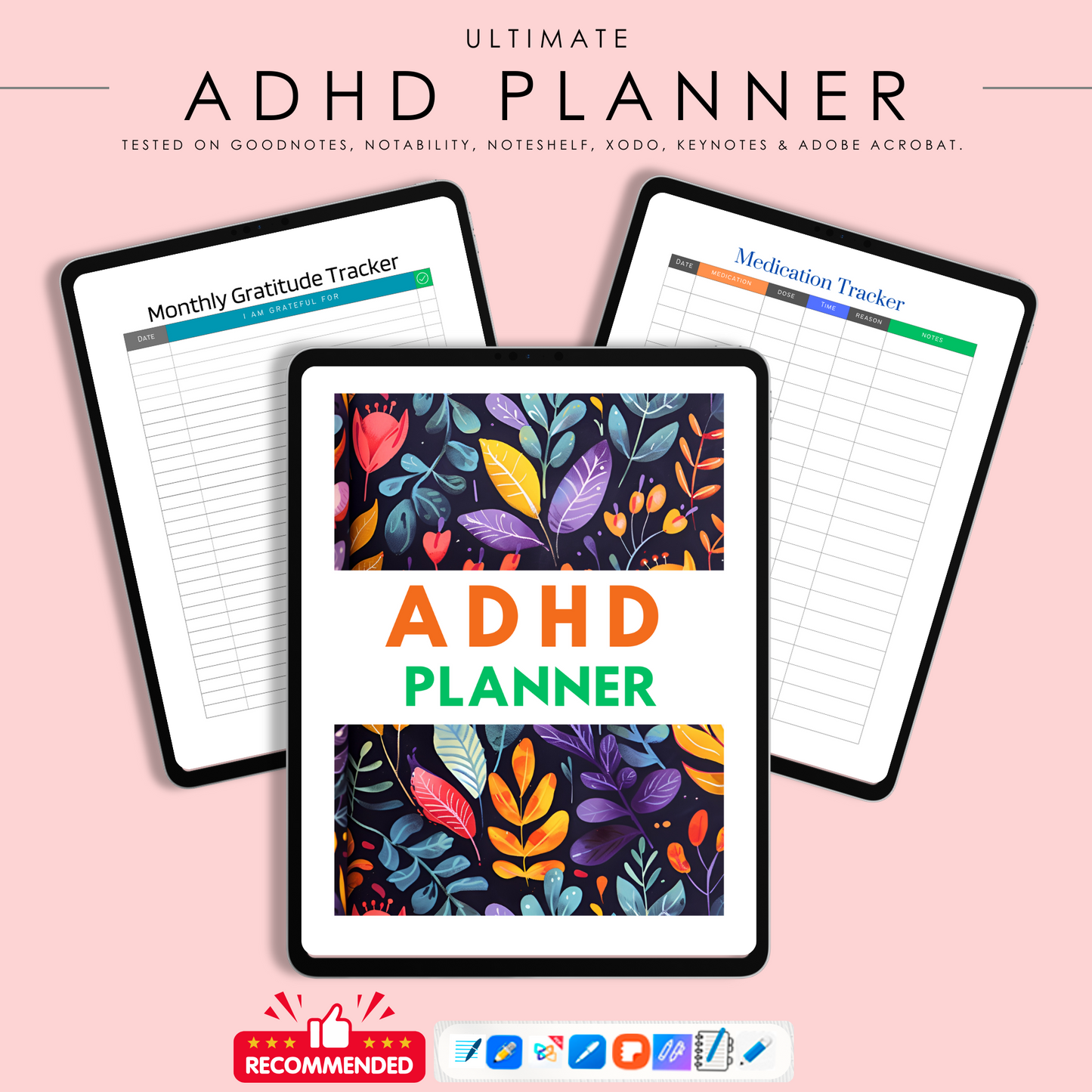 ADHD Digital Planner – Minimalist Portrait Layout in Soft Pastels | Focus & Clarity Organizer for Neurodivergent Minds | GoodNotes & PDF Compatible