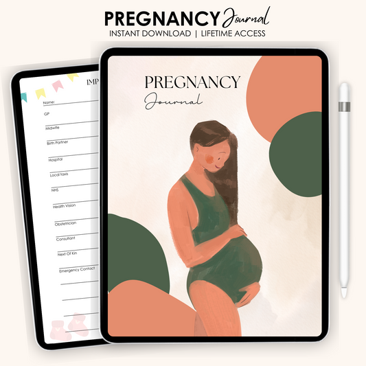 Pregnancy & Newborn Digital Journal – Portrait Layout | Guided Memory Book, Milestone Tracker & Wellness Planner for Expecting Moms | PDF & Tablet Friendly