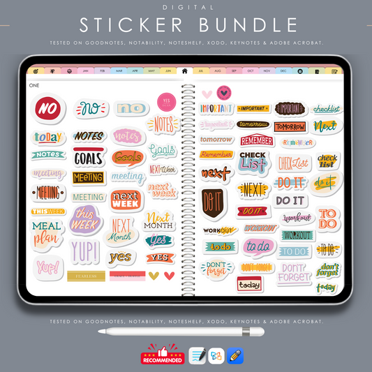 Digital Sticker Bundle | Aesthetic Planner Stickers for GoodNotes, Notability & Digital Journals