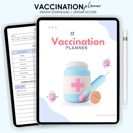 Digital Vaccination Planner – Portrait Layout | Immunization Tracker & Medical Record Organizer for Children, Adults & Families | Printable & Tablet-Friendly PDF
