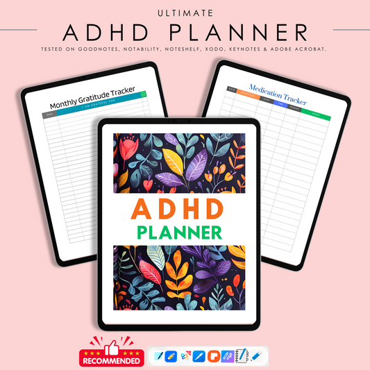 ADHD Digital Planner – Minimalist Portrait Layout in Soft Pastels | Focus & Clarity Organizer for Neurodivergent Minds | GoodNotes & PDF Compatible