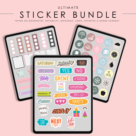 Ultimate Digital Planner Sticker Bundle – 100+ Functional & Decorative Stickers | Pastel, Aesthetic, & Productivity Themes for Digital Planners